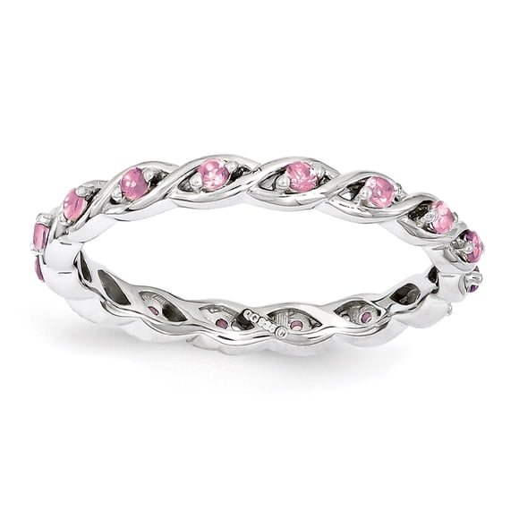 Sterling Silver Stackable Expressions Created Pink Sapphire Ring Size 7