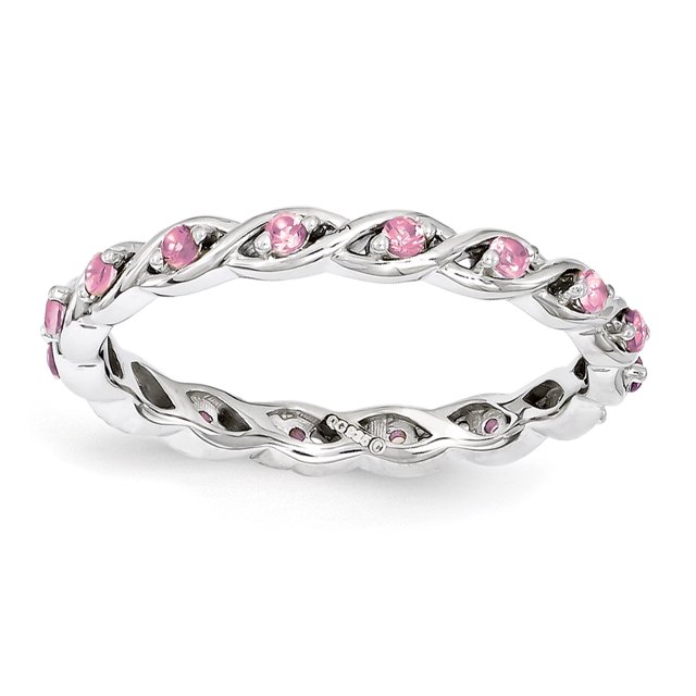 Sterling Silver Stackable Expressions Created Pink Sapphire Ring Size 7