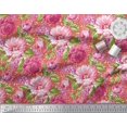 thumbnail image 2 of Soimoi Poly Georgette Fabric Leaves & Peony Floral Print Sewing Fabric Yard 42 Inch Wide, 2 of 5