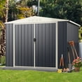 thumbnail image 2 of Gymax Abri de Rangement Extérieur en Métal 8 x 6,3 Pi avec Porte Verrouillable, Toit en Pente pour Remise à Outils, 2 of 10