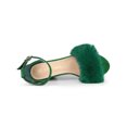 thumbnail image 4 of BLISSFUL STEP Women's Ankle Strap Faux Fur Block Heels Sandals Green (Size 9), 4 of 6