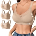 thumbnail image 1 of Kyusrd Plus Size Cut-Off Seamless Bra For Women'S 3Pcs Supportive Full Coverage Wireless Bralette Bra Adjustable Shoulder Straps Bra Soild Color Everyday Athletic Sport Bra, 1 of 9