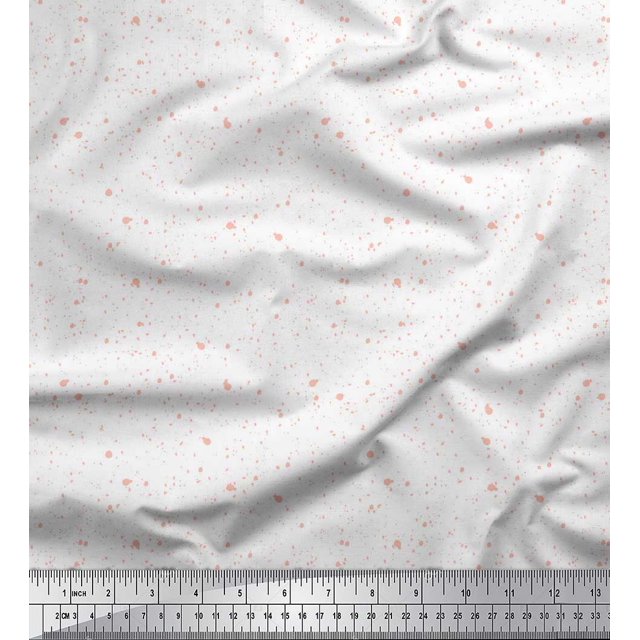 Soimoi White Modal Satin Fabric Brush Stroke Abstract Print Fabric by Yard 42 Inch Wide