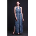 thumbnail image 2 of Bimba Shibori Ladies Crew Neck Waist String Print Maxi Dress with Side Slits Summer Wear-XXX-Large, 2 of 6