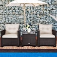 thumbnail image 2 of Costway 3PCS Patio Rattan Furniture Set Cushioned Sofa Coffee Table Garden off White, 2 of 10