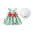 thumbnail image 1 of Robe pour Bébé Sans Manches, Robe Tutu pour Bébé, Robe d'Été pour Fillette avec Chapeaux, Ensemble 2 Pcs pour Fillette 4-5 Ans, 1 of 8