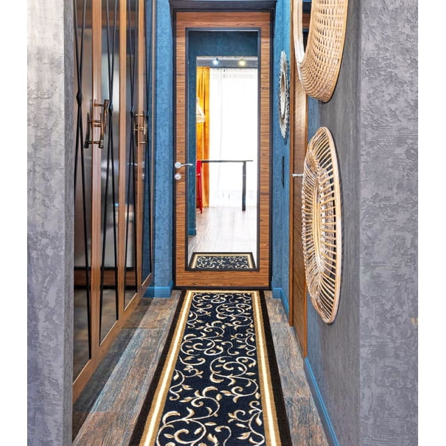 Kitchen Rug Non-Skid | Runner Kitchen Mat Non-Slip | Rug for Kitchen Floor with Rubber Backing | Entryway Hallway Floor Mat | Low Profile Door Mat (2' x 7')