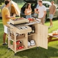 thumbnail image 3 of AKDSteel Chariot de Gril d'Extérieur en Bois Robuste avec Dessus en Acier Inoxydable, Armoire de Rangement, Tiroir, Étagères Ouvertes et Roues Verrouillables, Îlot de Cuisine Roulant Portable et Table de Préparation de Bbq pour Patio, 3 of 9