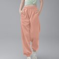 thumbnail image 3 of Girls Linen Pants Pants for Gymnastics Girls Medium And Large Children Casual Girls Solid Color Drawstring Sweatpants, 3 of 6