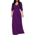 thumbnail image 1 of Npasoilc Robes pour Femmes Combinaison à Manches Mi-Longues pour Femmes, Couleur Unie, Col en V, Taille Cintrée, Robe Longue, 1 of 6
