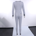 thumbnail image 1 of Combinaison Pyjama une Pièce à Rayures pour Femmes, Ensemble de sous-Vêtements, Manches Longues, Barboteuse, Combinaison, Tenue de Nuit, 1 of 4