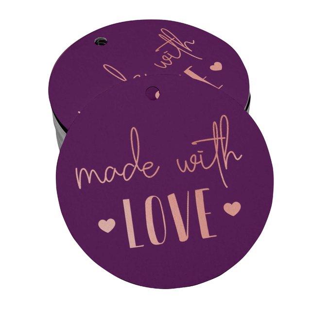 Inkdotpot Real Rose Gold Foil Made With Love Text Tag Favor Hang Paper Tag 50 Piece