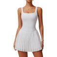 thumbnail image 1 of PISONIC Robe de Tennis et de Golf pour Femmes avec Soutien-Gorge Intégré, Short, Dos Nu, Encolure Carrée, Ourlet Plissé, Robes Athlétiques avec Poches, 1 of 8