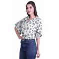 thumbnail image 3 of Moomaya Hauts à Manches Boxy Imprimés pour Femmes, Col en V, Taille Élastique, Kimono, 3 of 4