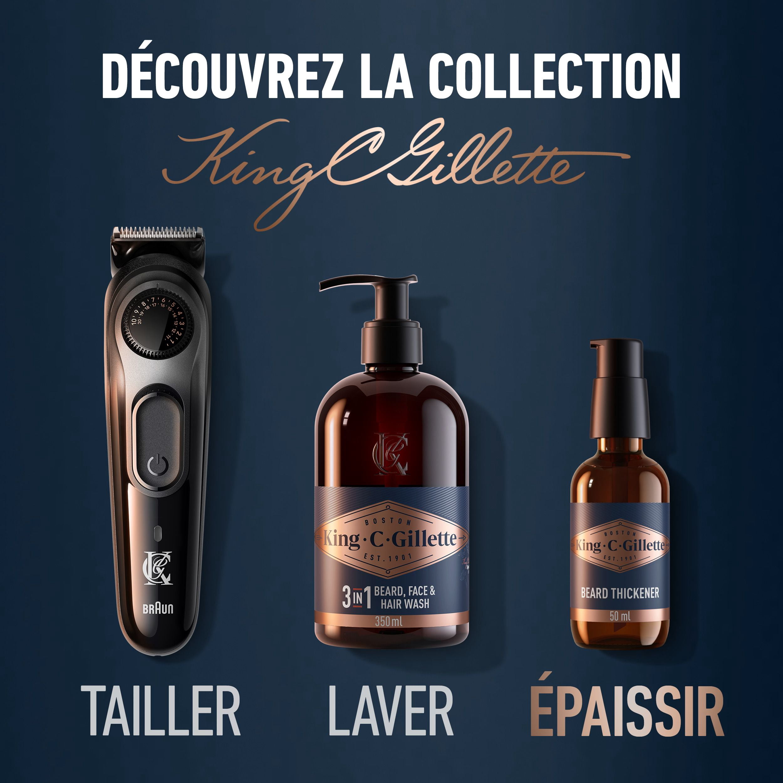 King C. Gillette Beard Thickener infused with caffeine, and King C. Gillette Signature Scent