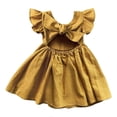 thumbnail image 2 of ShomPort Summer Skirt for Girls Linen Sleeveless A-Line Crewneck Ruffle Cozy Breathable Solid Color Holiday Dress, 2 of 7