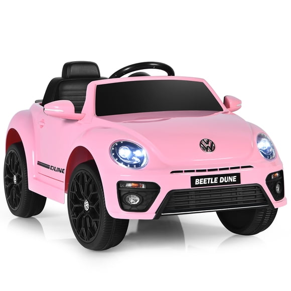 Costway Voiture Électrique 12 V pour Enfants sous Licence Volkswagen Beetle avec Télécommande et Musique Rose