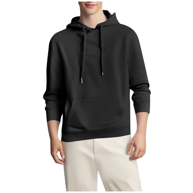 Mens Camo Hoodie Long Sleeve Drawstring Fleece Lined Solid Color Pullover Sweatshirts