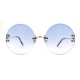 thumbnail image 3 of Luxury Designer Style Rimless Hippie Round Circle Lens Sunglasses Gold Blue, 3 of 4