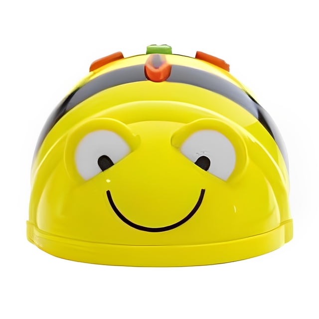 TTS Bee-Bot Programmable and Rechargeable Robot, a yellow bee-shaped STEM coding toy for kids aged 3+ years. The robot features simple directional controls for forward, backward, left, and right movements, along with a See and Say feature for audio feedback and interaction with other Bee-Bots. Designed for early STEM learning, it helps children develop programming, sequencing, and spatial awareness skills.