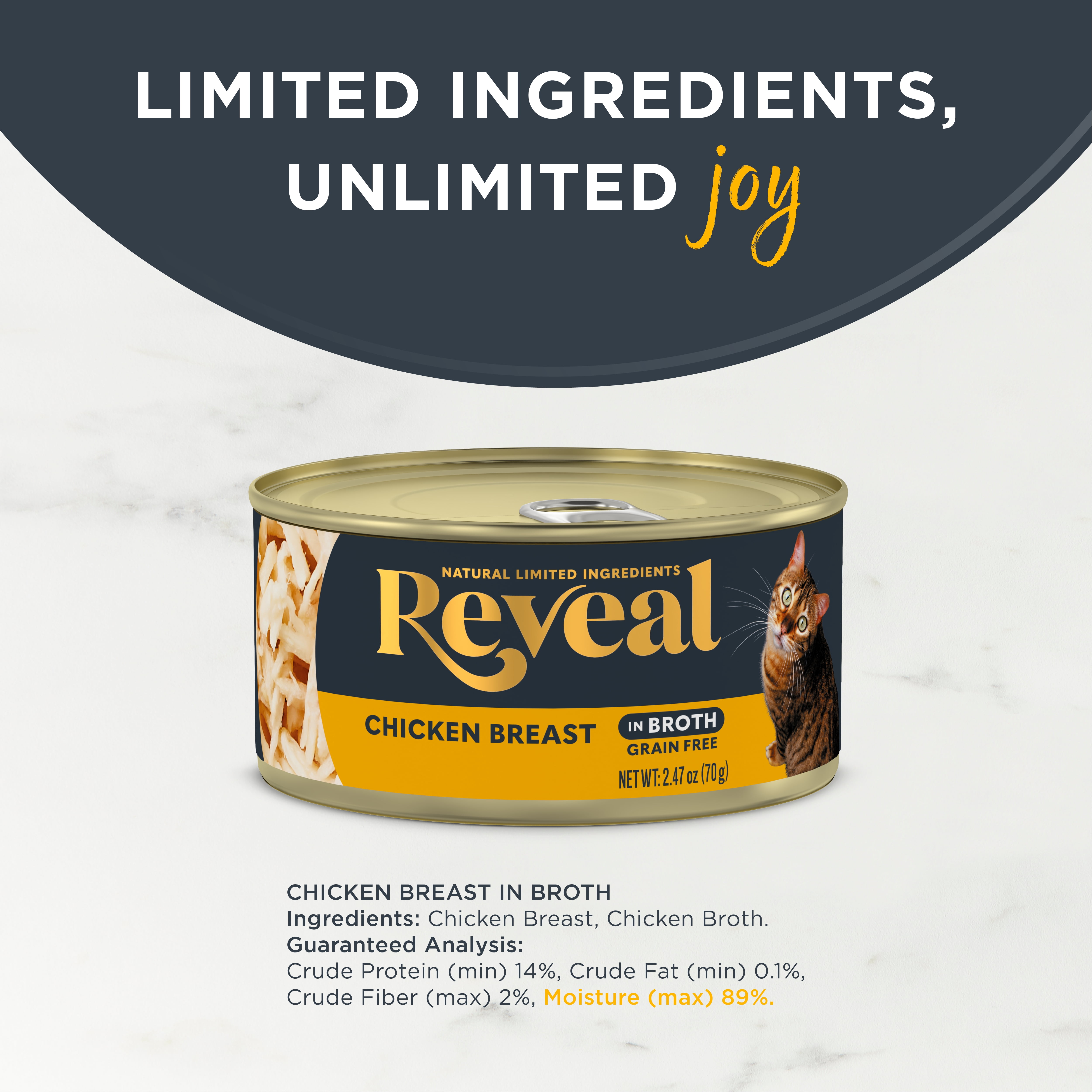 Reveal Natural Nourriture Humide pour Chat Poitrine de Poulet en Bouillon Boîte de 70 g
