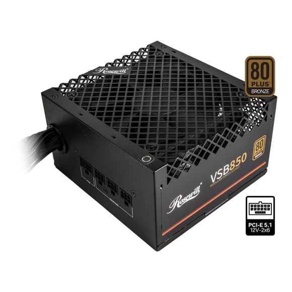 Rosewill VSB 850W 80+ Bronze, Compatible ATX 3.0 et 3.1, Alimentation Semi-Modulaire, Connecteur PCIe 5.1 12V-2x6, Condensateur Japonais 105 °C/221 °F, Ventilateur Silencieux IBC 120 mm - Garantie de 5 Ans - VSB850