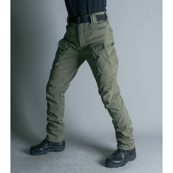 Shell Casual Pants Male Fretch Fleece Soft Shoulder Pants Outdoor Pants with Fleece Warm Waterproof