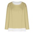 thumbnail image 4 of Timegard Hauts pour Femmes à Épaules Tombantes, Col Ras du Cou, Chandail Ample, Hauts d'Automne Décontractés à Manches Longues, Blouse Confortable, 4 of 5