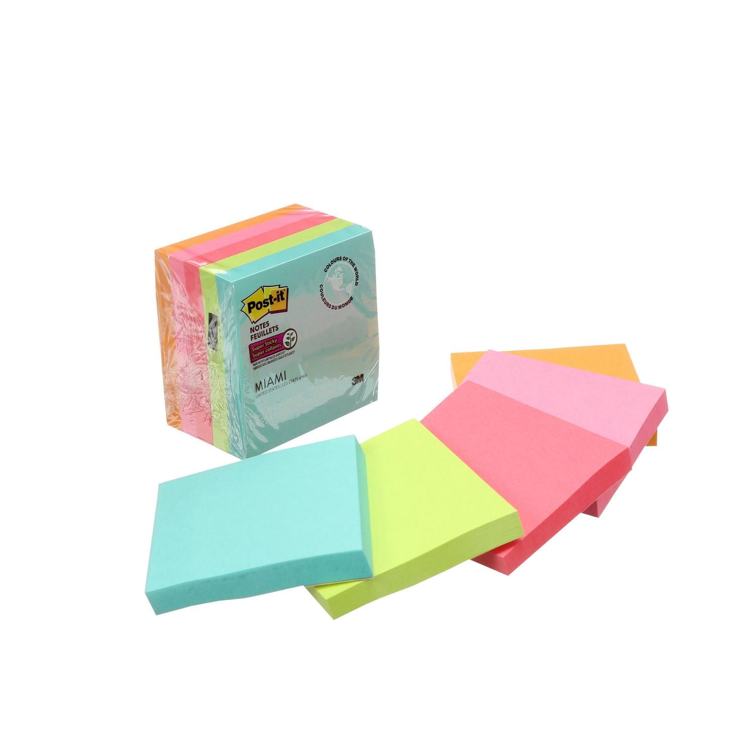 Feuillets super collants Post-it®, collection Miami