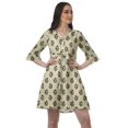 thumbnail image 1 of Moomaya Robe Courte à Cordon Imprimée en Poly-Crêpe pour Femmes, Robe Chemise à Manches à Volants, 1 of 4