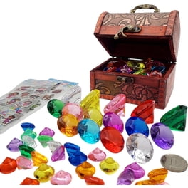 Jouets De Plongée - Coffre Au Trésor Avec 10 Diamants Acrylique Colorés - Jeu De Chasse Au Trésor Pour Piscine Et Plage