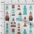 thumbnail image 2 of oneOone Velvet Turquoise Blue Fabric Sea Lighthouse Sewing Material Print Fabric By The Yard 58 Inch Wide, 2 of 5