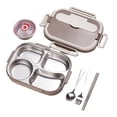thumbnail image 2 of Fwttom Lunch Box 1500ml 4 Compartment Stainless Steel Bento Box Containers for Adults Leak-Proof Microwave Dishwasher Freezer Safe, 2 of 6
