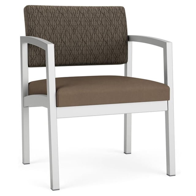 Lenox Steel Reception Oversize Guest Chair / Silver Steel / Brown / Brown