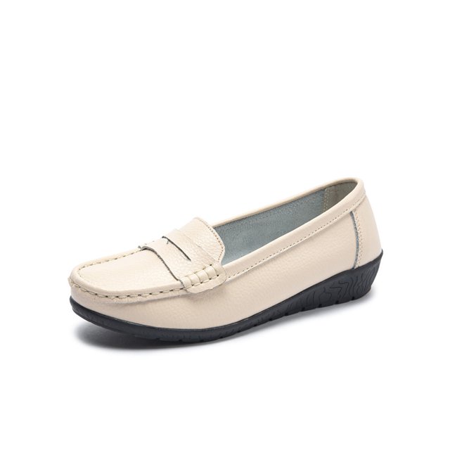 Innerwin Mocassins pour Femmes à Enfiler Ballerines Basses Légères Chaussures Bateau Bout Rond Marche Beige 10