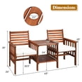 thumbnail image 4 of Costway Causeuse de Patio Ensemble de Conversation Chaise en Bois d'Acacia Table Basse Coussinée Blanc, 4 of 10
