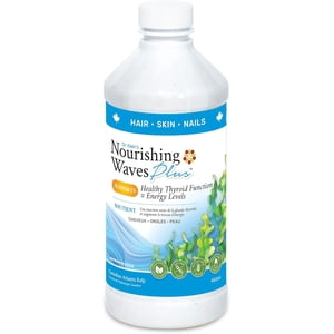 Nourishing Waves Plus - Liquid Biotin Hair Growth, Skin & Nails Vitamins for Women & Men with Selenium, Magnesium Bisglycinate, Kelp, Vitamin C B1 B3 & B6 for Energy Levels & Thyroid Support - 450ml