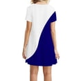 thumbnail image 4 of Womens Summer Plus Size Dresses Casual Color Block Patchwork Print Mini Sundress Tunic Round Neck Short Sleeve Dress, 4 of 5