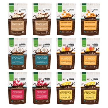 Green Sun Collations Enrobées de Chocolat Noir Biologiques, Assortiment de 12 (Sachets de 91 g, 6 Saveurs)