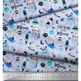 thumbnail image 2 of Soimoi Polyester Crepe Fabric Planet,Rocket & Astronaut Animals Cartoon Printed Fabric 1 Yard 42 Inch Wide, 2 of 3