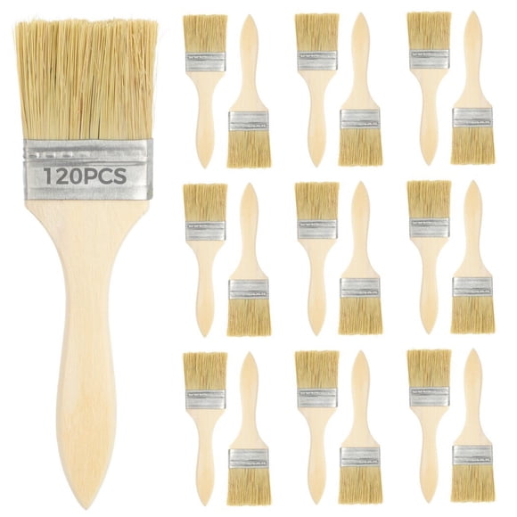 120 Pieces Chip Paint Brushes, Bulk Bristle Paint Brushes, Wooden Stain Brushes for DIY Paint, Glues, Varnish, Art & Crafts Supplies