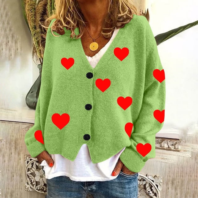 LOVZFMLL Cardigan for Women‘s Casual Cardigan Button Printed Fashion Jacket Coat