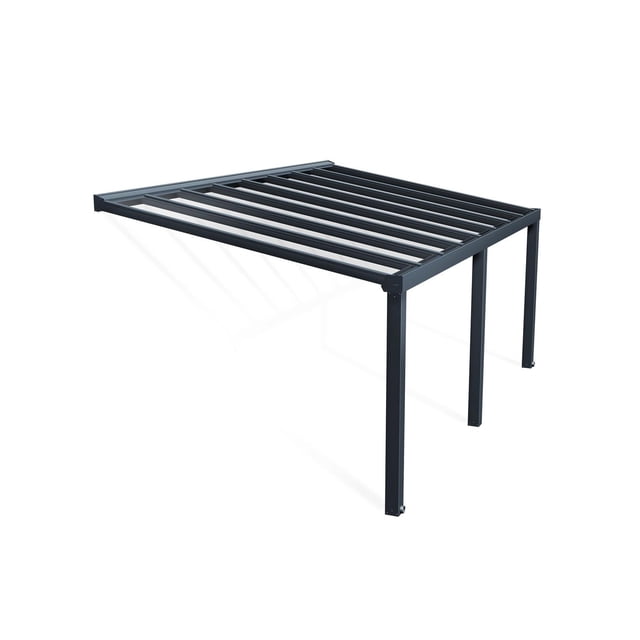 CANOPIA by PALRAM Stockholm Ensemble de Couverture de patio 11 Pi x 19 Pi en Gris avec un Cadre en Aluminium anthracite durable Enduit de Poudre et un Système de Toiture Sans Vis à Poutres Parallèles, Convient à l'Ombre Extérieure et aux applications awning de patio.