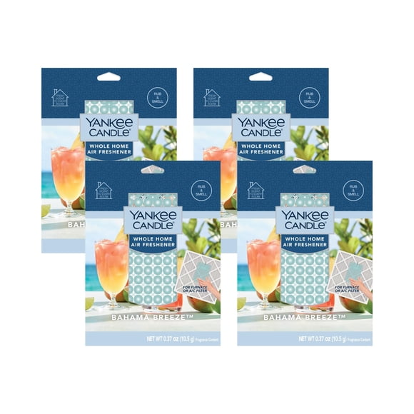 Yankee Candle Whole Home Air Freshener, Long Lasting Odor Eliminating Fragrance for Home, Continuous Room Freshener, Bahama Breeze (Pack of 4)