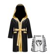 thumbnail image 1 of RUNQHUI Kids Boys Boxing Outfits Metallic Satin Hooded Robe Cloak and Shorts Set Boxer Party Fancy Dress B2 10, 1 of 5