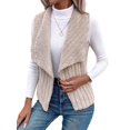 thumbnail image 2 of Gilet Sans Manches Simple et Décontracté pour Femmes Automne et Hiver en Peluche, Cardigan Kaki TG, 2 of 9