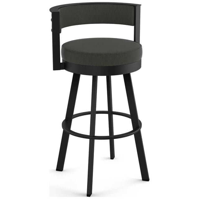 Amisco Tabouret de Bar Pivotant Browser 30 Po - Polyester Gris Anthracite / Métal Noir