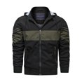 thumbnail image 2 of Qertyioot Men's Contrasting Color Hooded Zipper Casual Warm Windproof Pocket Motorcycle Jacket, 2 of 6