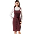 thumbnail image 1 of INSPIRE CHIC Women's Button Decor Sheath Suspender Overall Jumper Dress, 1 of 6