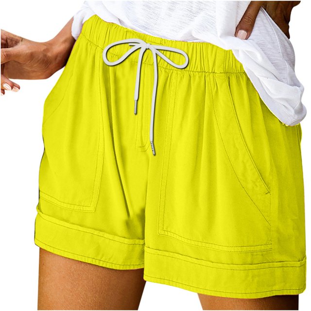 Birdeem Womens Solid Casual Loose Pockets Drawstring Short Pants